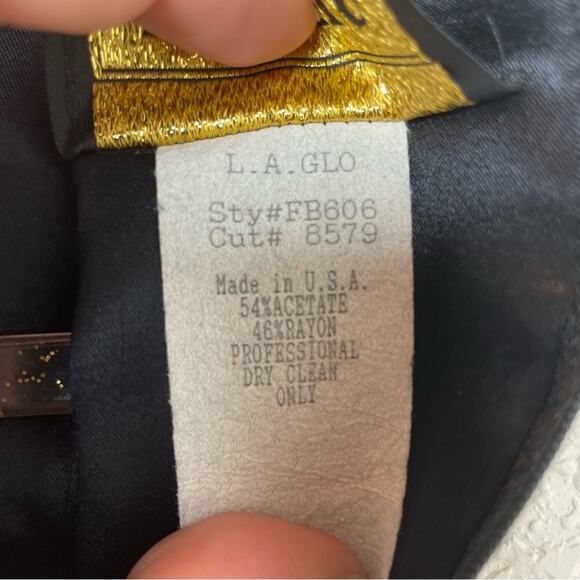 Vintage L.A. GLO Black Mini Fitted High Neck Dress Size 3/4 - Picture 8 of 9